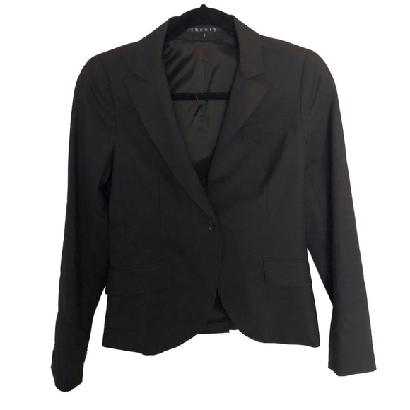 Theory Heyward Wool Blend Single Button Blazer Black Nettoyage - Picture 7 of 7